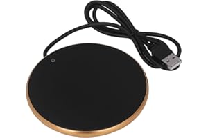 LYRLODY Scaldacazze, USB 55 °C, base riscaldante a temperatura costante per tazze e bicchieri, fondo piatto, 10,3 cm, oro