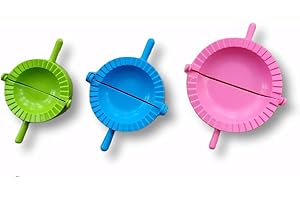 SHOPMCR Set of 3 Dumpling Marker Plastic Dough Press Wrapper Cutter Molds, Tools Pastry Pie Dumpling (Multi-Colored)