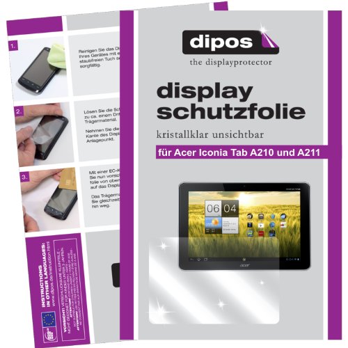 2x Dipos Crystalclear Displayschutzfolie für Acer Iconia Tab A210 und A211 - 2