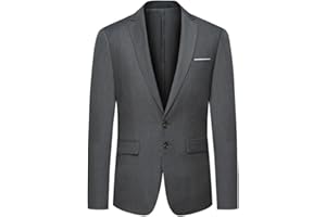 ALLTHEMEN Chaqueta de traje para hombre, fina, clásica, con dos botones Tuxedo Formal para boda, azul marino
