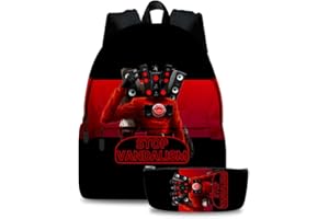 Xinchangda Juego de 2 mochilas de inodoro para niños, mochila escolar para estudiantes, titan, TV, hombre, papelería, bolsa escolar