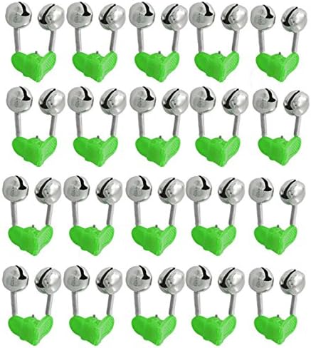 20PCS Fishing Twin Bells Tackle Sea Rod Clip Bite Alarm Indicator Green