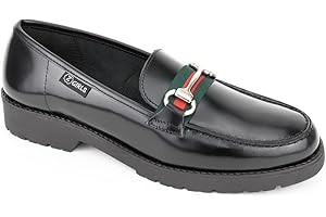 ZGIRLS Mocasin Yale 403 College Negro Zapato Castellano Adolescentes NIÑA Uniforme Escolar Resistentes Impermeables