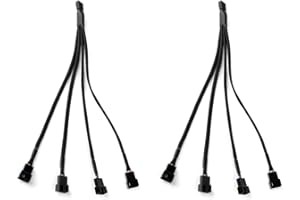 euroharry PWM Fan Splitter, rozdzielacz wentylatora, kabel przedłużający, czarny rozdzielacz kabla wentylatora i adapter, komputer, wentylator komputerowy, kabel zasilający, od 1 do 4 konwerterów, 2 sztuki