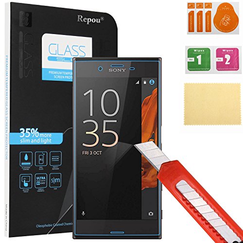 Sony Xperia XZ Panzerglas , Repou 9H Hartglas Glasfolie Sony Xperia XZ Tempered Glass Folie (bewusst kleiner als das Display, da dieses gewölbt ist)