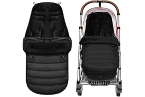 Gobesty Footmuff, Universal Footmuff for Stroller, Pram Footmuff, Stroller Blanket, Cold Weather Resistant Baby Stroller Footmuff, Pushchair Sleep Bag for Waterproof and Windproof Fleece Lined (Black)