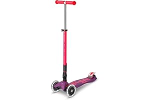 micro™ Maxi micro Deluxe Foldable neon LED | Höhenverstellbar & klappbar | Das ORIGINAL | Kinderroller ab 5 Jahre | LED Rollen | Faltbarer Roller für Jungs & Mädchen 5-10 Jahre
