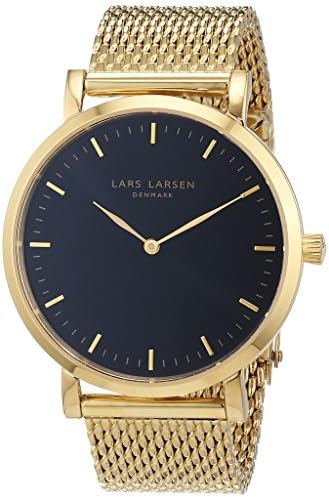 Lars Larsen Women's Quartz Watch with Black Dial Analogue Display and Gold Stainless Steel Bracelet 144GBGM