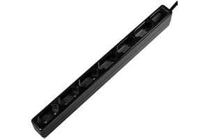 LogiLink LPS231B 6-vägs grenuttag (eurobuch) – CEE 7/16 med barnsäkring svart, 6 x euro