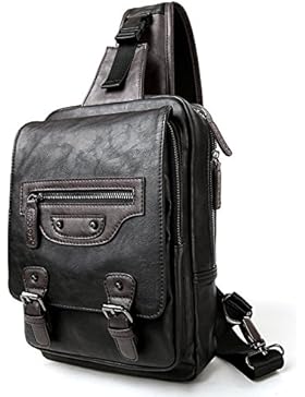 Everdoss Herren PU Leder Brusttasche Chest Pack klein Schultertasche Messenger Bag Bauchtasche modisch Freizeittasche...