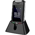 artfone C10 Black,with Charging Dock,2G Dual SIM Dual LCD Unlocked Flip Phone for Seniors with Large Colour Display, Big Buttons and Emergency SOS Button (UK and Irish Version)