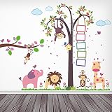 Walplus Wandtattoo/Wandaufkleber, für Kinder, Design Affe mit Messskala für Körpergröße und großer Elefant mit anderen Tieren, 195 x 160 cm, mehrfarbig - 2