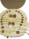 Leisial Nette Kinder Junge Mädchen Milch Zähne Holz Aufbewahrungs Souvenirbox Zahnkästchen Organizer für Baby Speichern in Deutsche Sprache, (Mädchen) - 4