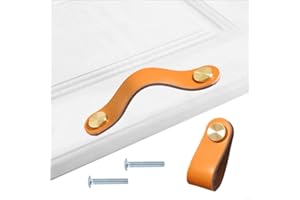 HY HUIJUN Ledergriffe Möbel;4 Stück Handgemachte Möbelgriffe Leder Knopf Schrankgriff Knöpfe für Ledergriff Küchenschränke Schränke