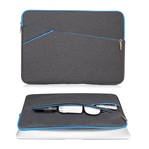 Ivencase stoßfest Wasserabweisend Laptop Sleeve Tasche Taschen Hülle Beutel Case für 13-13.3 Zoll Laptop / Notebook / Macbook air 13/ Macbook pro 13 Retina / Chromebook 13.3/Microsoft Surface Book/12,9 Zoll iPad Pro, Dunkelgrau und blau - 4