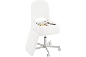 ‎ROLANSTAR Rolanstar Schminktisch Stuhl mit Stauraum, Schminkstuhl, Höhenverstellbar, 360° Drehbar, Schreibtischstuhl mit Bequemer Klappbarer Rückenlehne, für Schminktisch, Schlafzimmer, Büro (Weiß, Größe L)