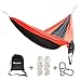 Produktbild Hängematte, Blusmart Hängematten aus Fallschirmseide Hammock Camping Bett Reisehängematte für Zuhause Garten Camping Draußen Wandern und Reise (Schwarz Rot)
