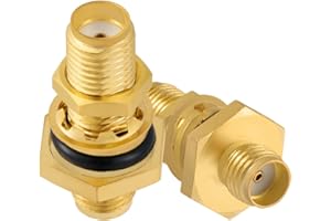Vecys 2 Piezas Adaptador SMA Hembra a Hembra Adaptador SMA Impermeable de 50 Ohm Adaptador Coaxial RF de Alta Frecuencia para Antena WiFi Equipo de Dispositivo Inalámbrico Prueba de Señal