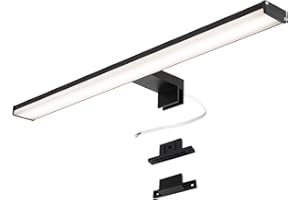 Alpinaluz Aplique LED para Espejo de Baño – Luz Blanca Neutra 4000K – IP44 – Carcasa de Aluminio y Soportes en Policarbonato Negro – Montaje en Espejo, Pared o Mueble (50cm 12W)