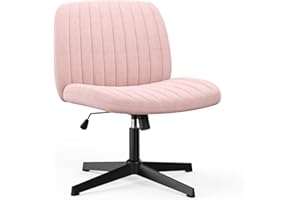 naspaluro Sedia da Ufficio senza Braccioli, Sedia Scrivania con Ampio Cuscino senza Ruote, Sedia Girevole in Velluto, Schienale Reclinabile e Altezza Regolabile per Studio, Camera da Letto, Rosa