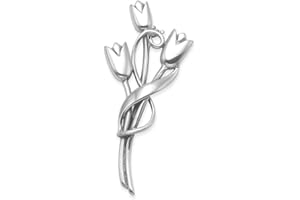 HEATHER NEEDHAM SILVER Heather Needham Sterling Silver Rennie Mackintosh Brooch - Solid Silver Tulips Brooch - Size: 36mm (Approx. 1.5 INCHES) X 17mm. PHOTO is NOT life size Gift Boxed 9107