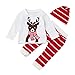 Produktbild Neugeborenes Babykleidung Longra Baby Mädchen Jungen Weihnachten Kleidung mit Hirschdruck Langarmshirts Tops + Hosen + Hut Unisex Baby Outfits Kleidung Set(0 -24 Monate) (80CM 12Monate, White)