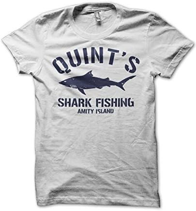 Quints Shark Fishing Men's White Jaws T-Shirt (Large)
