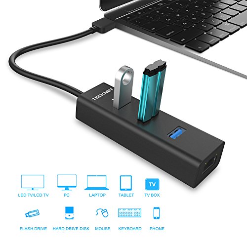 TeckNet® 3-Port USB 3.0 Hub mit Ethernet Adapter Unterstützt 10/100/1000 bit Ethernet - 6