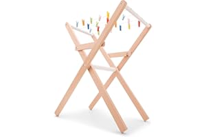 WOET New Classic Toys 18350 Wäscheständer aus Holz, inkl. Wäscheklammern