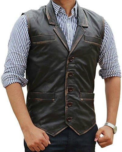 Idealeather Hell On Wheels Cullen Bohannan Genuine Distressed Cowhide Leather Vest (X-Large)