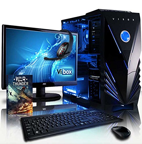 VIBOX Supernova Komplett-PC Paket 3 Gaming PC - 4,2GHz AMD 8-Core Prozessor, Geforce GTX 1060, leistungsfähig, Desktop Gamer Computer mit Spielgutschein, 22" HD Monitor, Tastatur & Mouse Set (DE QWERTZ), Blau Innenbeleuchtung, lebenslange Garantie* (3,3GHz (4,2GHz Turbo) Superschneller AMD FX 8300 Octa-Core Prozessor CPU, Nvidia GeForce GTX 1060 3GB Grafikkarte, 8GB DDR3 1600MHz RAM, 2TB Festplatte, 85+ Netzteil, Vibox blaues Gehäuse, AM3+ Mainboard, Ohne Windows Betriebssystem)