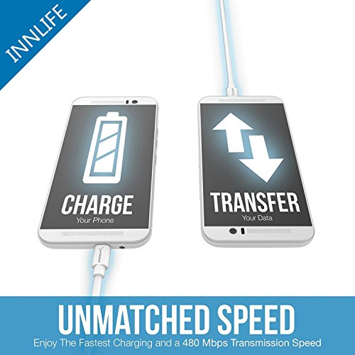 Mirco USB Synawire Kabel[ 5-Pack, 10 Inches]- kurz Ladekabel mit dem schnellesten Geschwindigkeit für Samsung, Nexus, LG, Motorola, Android Smartphones und Mehr— Weiß - 7