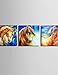 Price comparison product image ANNA&JOE E-HOME Stretched Canvas Art Brown Horse Decoration Painting Set of 3 , include inner frame-16" x 16" , include inner frame-16" x 16"