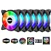 Produktbild upHere 4-Pin PWM RGB LED Lüfter 120mm Super leise 6 Pack-Supports ASUS Aura SYNC/GIGABYTE RGB Fusion/MSI Mystic Light SYNC/AsRock Polychrome Sync-T7SYC7-6
