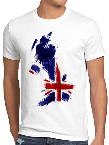 CottonCloud Flagge England Herren T-Shirt Fußball Sport Great Britain WM EM Fahne, Größe:XXXL, Farbe:Weiß