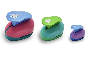 Punch Set VSREI Christmas Tree shaped Punch Pattern for Crafts, Scrapbooking, Photos, Greeting Cards, 9mm, 16mm, 25mm, Christmas Tree Paper Punch (Random Color)