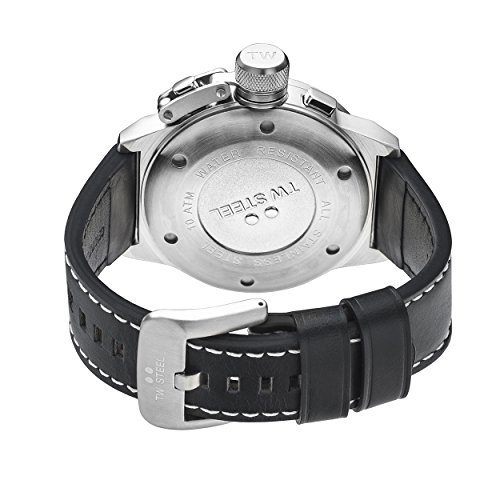 TW Steel Canteen Leather  Quartz Watch with Black Dial Chronograph Display and Black Leather Strap CS4