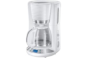 Russell Hobbs 24390-56 Cafetière, Inspire Blanc (max 10 tasses, verseuse en verre 1,25 L, Maintien au chaud) Machine à café filtre