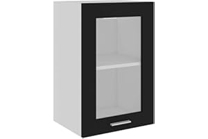 Tidyard Armario Colgante Armario de Cocina Armario de Pared Armario de Almacenamiento Cristal de Aglomerado Negro 40x31x60 cm