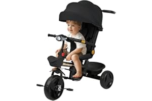 HUOLE Pliable et Inclinable de la Naissance à 25 kg, Poussette Canne Bébé Ultra Légère, Compacte, avec Système Trolley, Housse de Pluie Incluse, et CapoteExtensible-100 * 75 * 50cm-Noir