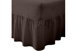 NOOR'S COLLECTIONS Valance Sheet Single Bed – Noor’s Collections Single Valance Sheet | Chocolate Brown Valance Sheets Plain Dyed Poly Cotton Extra Deep Frilled Valance Bedsheets for Single Bed