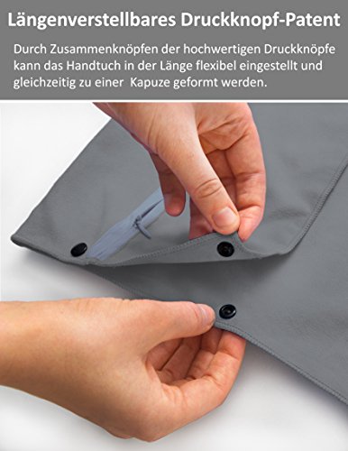 3-tlg Fitness-Handtuch Set mit Reißverschluss Fach + Magnetclip + extra Sporthandtuch | zum Patent angemeldetes Multifunktionshandtuch, Fit-Flip Microfaser Handtuch - 5