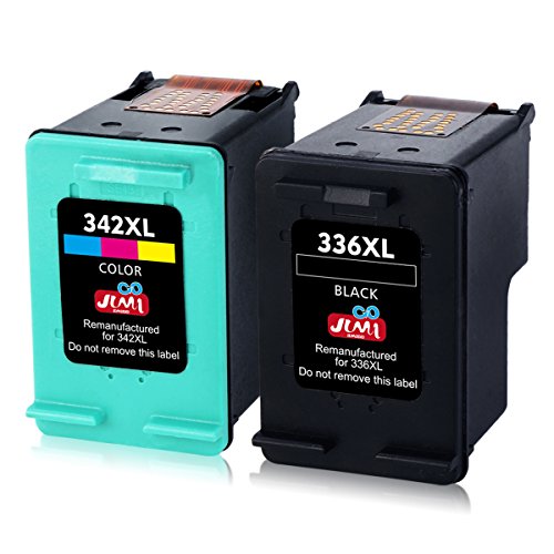 JIMIGO Remanufacturado HP 336 342 Cartuchos de Tinta Compatible con HP Photosmart C3180 C4100 2575 2710 C3100, HP PSC 1410 1315, HP Deskjet 5440 6310 (1 Negro, 1 Tricolor)