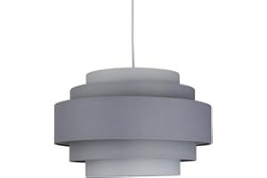 FIRSTCHOICELIGHTING Modern Easy Fit Ceiling Light Shade 5 Tier Ombre Grey Pendant Lighting