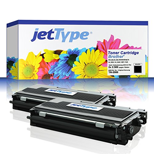 2x TN-2000 Toner kompatibel für Brother HL 2030 / HL 2040 / MFC 7420 / FAX 2820 / MFC 7820N / MFC 7220, schwarz, 2x 2.500 Seiten
