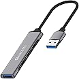 Amkette 4 Port USB Hub for Laptop/PC with USB 3.0 Port for 5 Gbps Superspeed Data Transmission,1*USB 3.0 Ports, 3*USB 2.0 Port,Sleek Metal Design,Universally Compatible with All USB,PC,Laptop (Grey)
