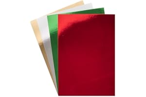 Baker Ross AX300 Christmas Metallic A4 Card - Pack of 20, Creative Art Supplies for Kids, Seasonal Crafts and Decorations
