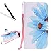 Produktbild Galaxy J3 2017 Wallet Case,Handytasche für Samsung J3 2017,Leeook Retro Elegant Kreative Blau Sonnenblume Muster Entwurf PU Leder Wallet Brieftasche im Bookstyle mit Standfunktion Karteneinschub und Magnetverschluß PU Lederhülle Leder Tasche Leder Case Cover Hülle für Samsung Galaxy J3 2017 + 1 x Schwarz Eingabestift-Blue Sunflower