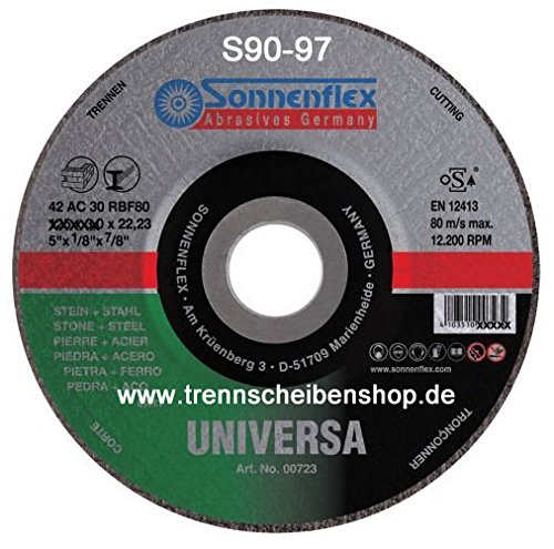 10x Trennscheibe, S90a_Ø 115 x 3 mm, gekröpft, Sonnenflex Stein, Stahl, ohne Scheibenwechsel Premium-Qualität.