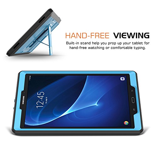 MoKo Galaxy Tab A 10.1 Hülle – [Heavy Duty] Ganzkörper-Rugged Hybrid Stand Cover Schutzhülle mit integriertem Displayschutz für Samsung Galaxy Tab A 10.1″ (2016) Wi-Fi/ LTE T580N / T585N?Keine Stiftversion?, Blau & Dunkel Grau - 4